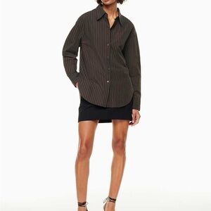 Aritzia Babaton Black Striped Button-Down Shirt